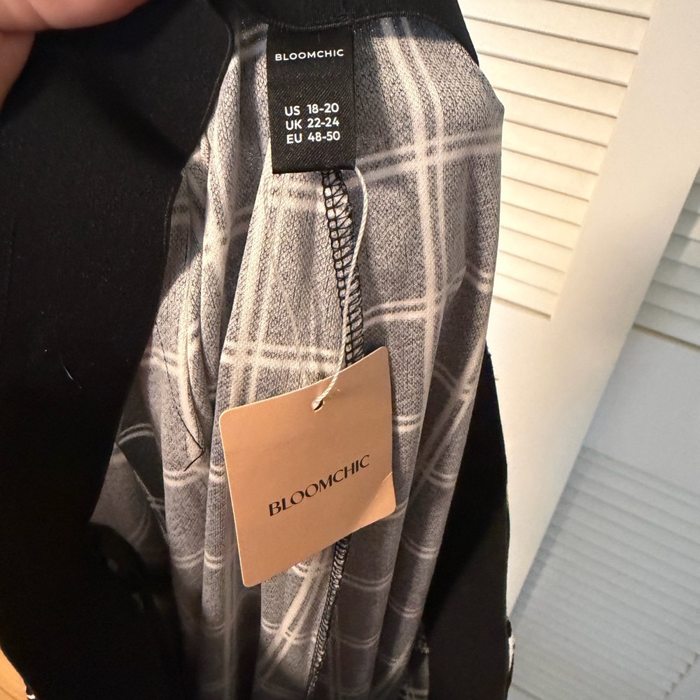 BloomChic Black and Gray Plaid Pants - Picture 2 of 6